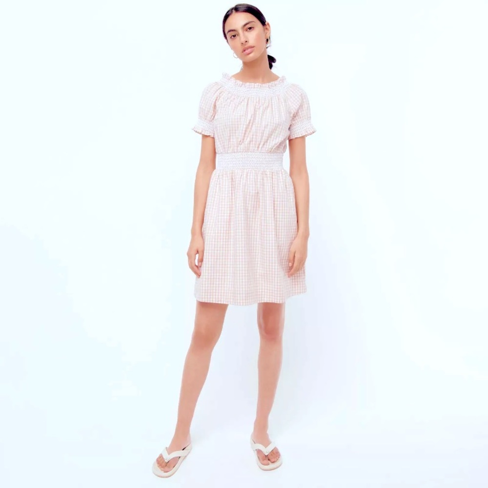 J.Crew smocked gingham dress - M